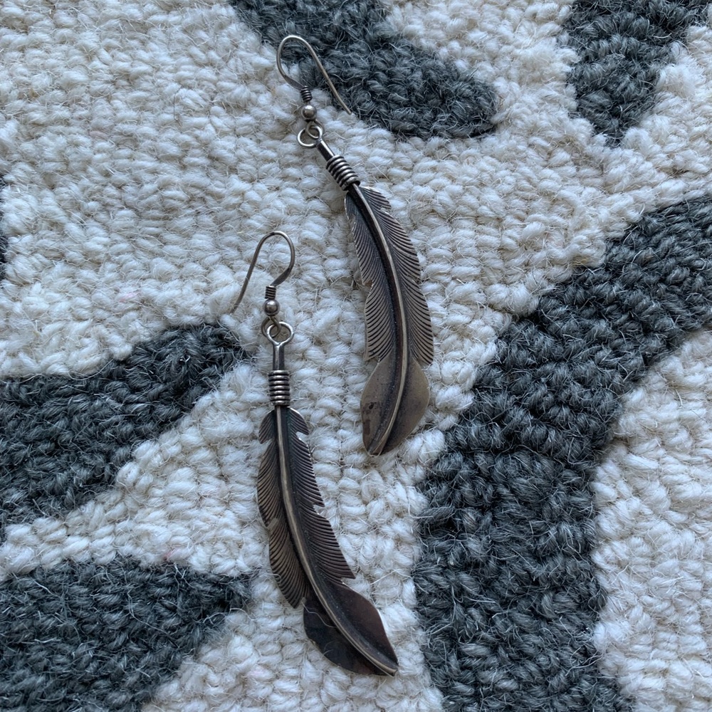 Sterling Silver Navajo Feather Earrings 🪶